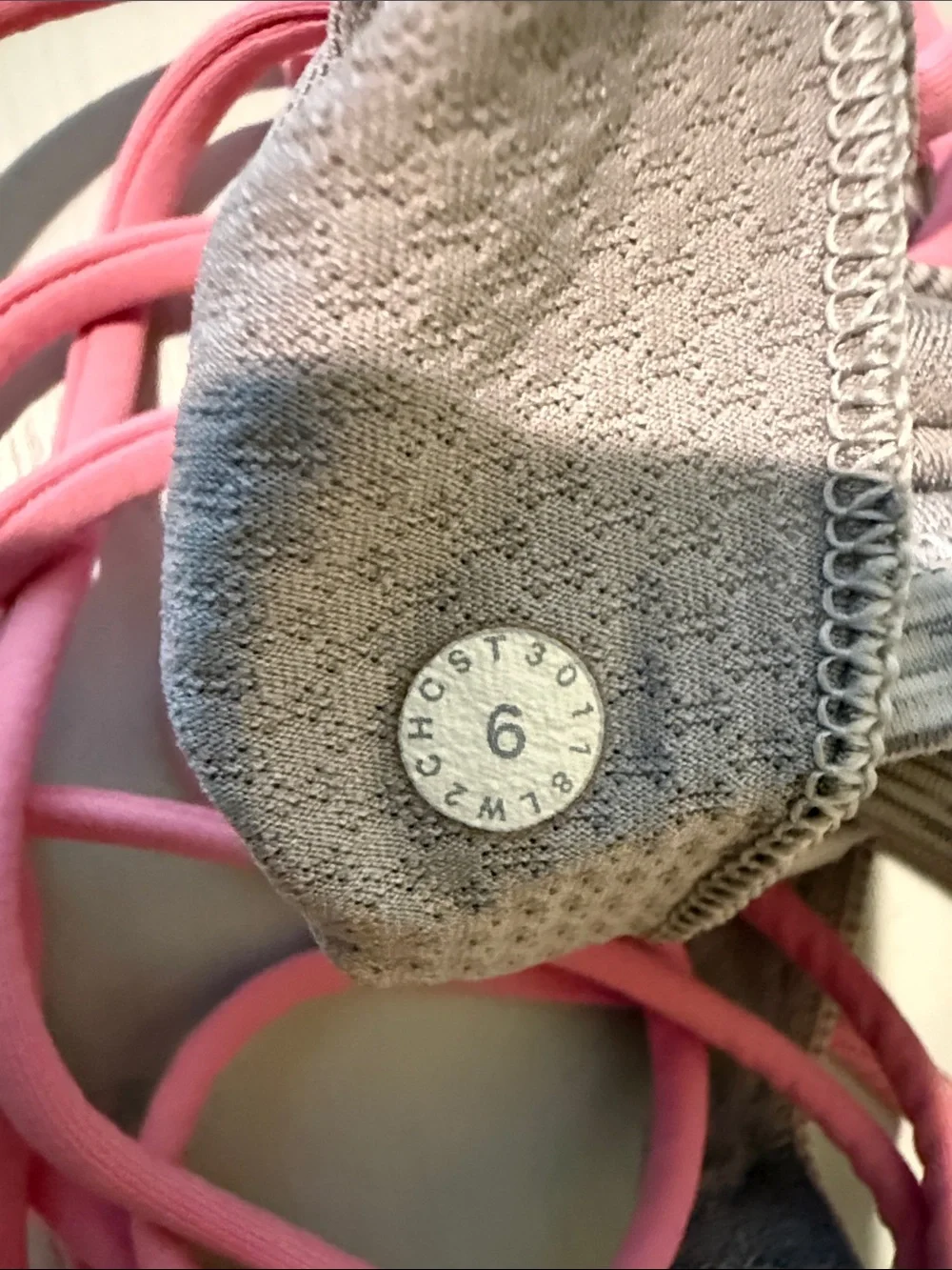 lululemon athletica Women’s 6 Striped Scoop Bralette in Light Gray and Pink